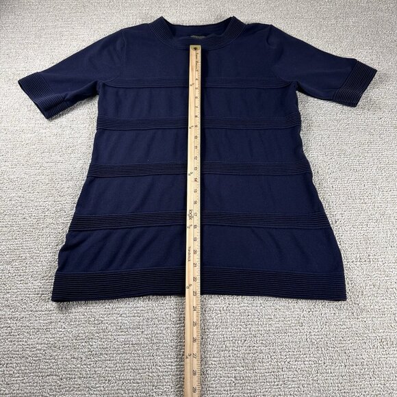 Pendleton Ribbed Short Sleeve Crew Neck Shirt Blue Women’s Size Large - Picture 3 of 6